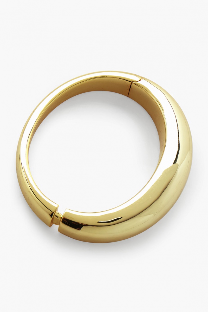Women's COS Domed Curved Bangle Bracelet Gold NZ-58IOJHLXN
