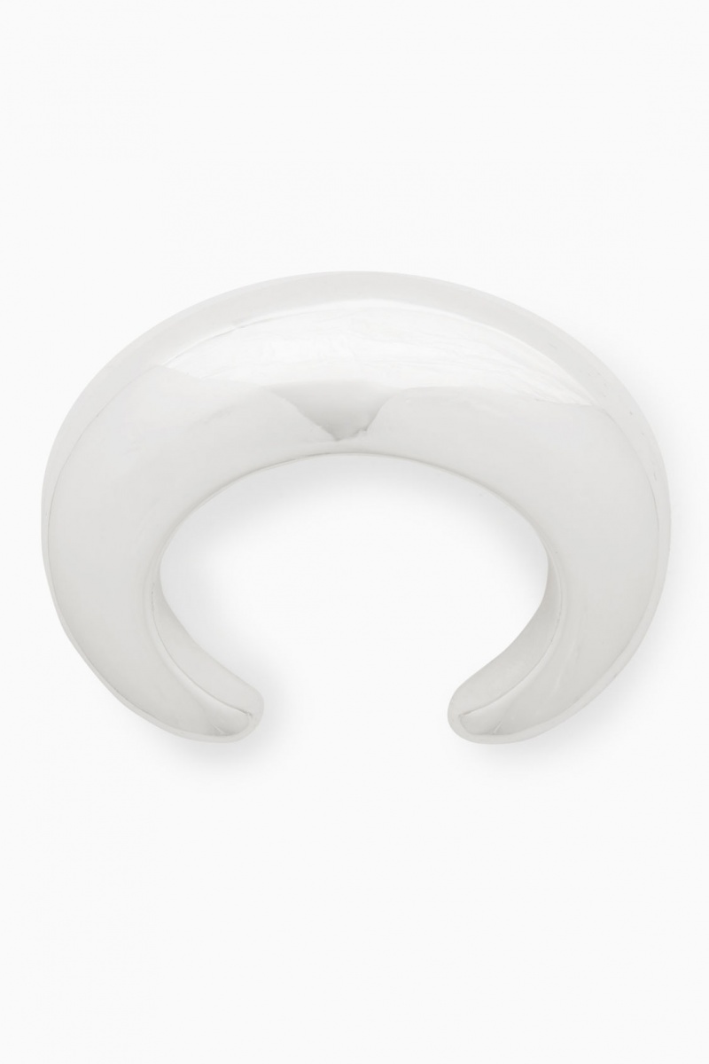 Women's COS Domed Oversized Bangle Bracelet Silver NZ-30TMFVXDZ