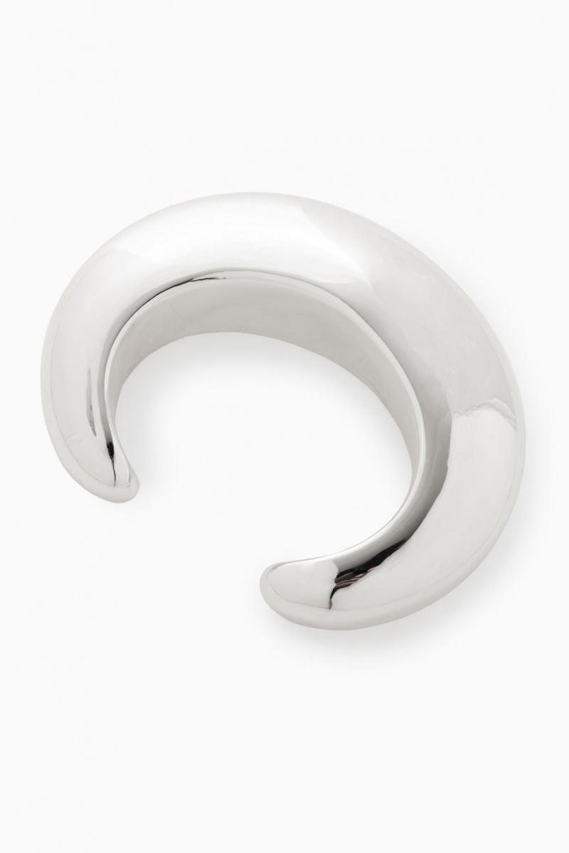 Women's COS Domed Oversized Bangle Bracelet Silver NZ-30TMFVXDZ