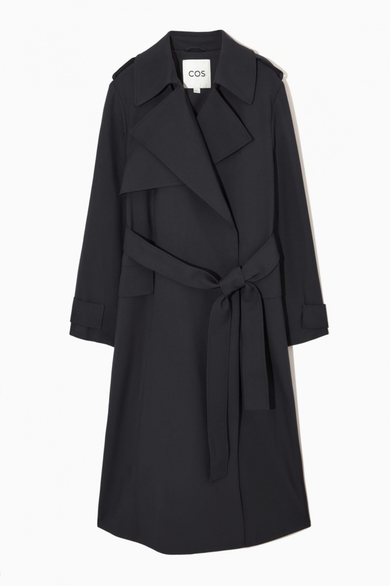 Women\'s COS Double-Breasted Trench Coats Navy NZ-61VKQJFPD