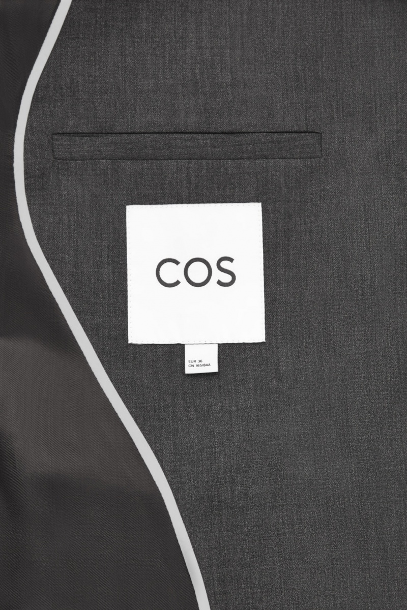 Women's COS Double-Breasted Wool Blazer Dark Grey NZ-30AODRCSP