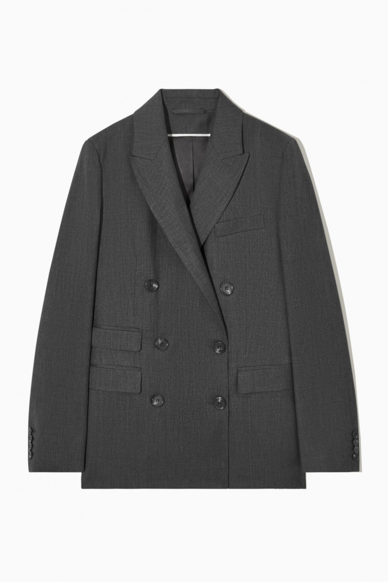 Women\'s COS Double-Breasted Wool Blazer Dark Grey NZ-30AODRCSP