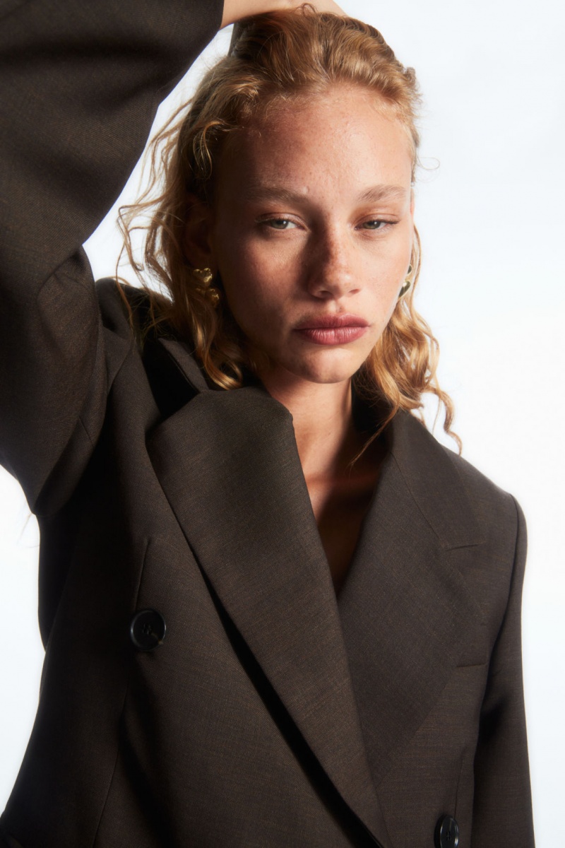 Women's COS Double-Breasted Wool Blazer Dark Brown NZ-13WNZMHKS
