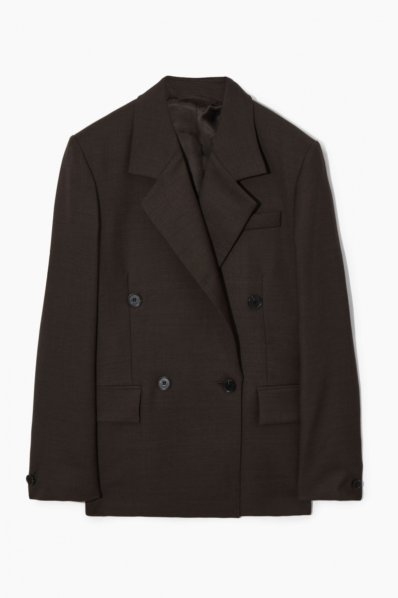 Women's COS Double-Breasted Wool Blazer Dark Brown NZ-13WNZMHKS