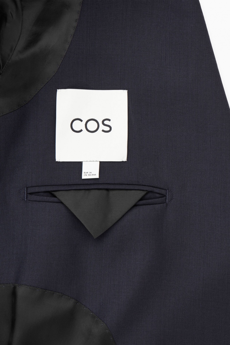 Women's COS Double-Breasted Wool Blazer Navy NZ-21DKNXHBG