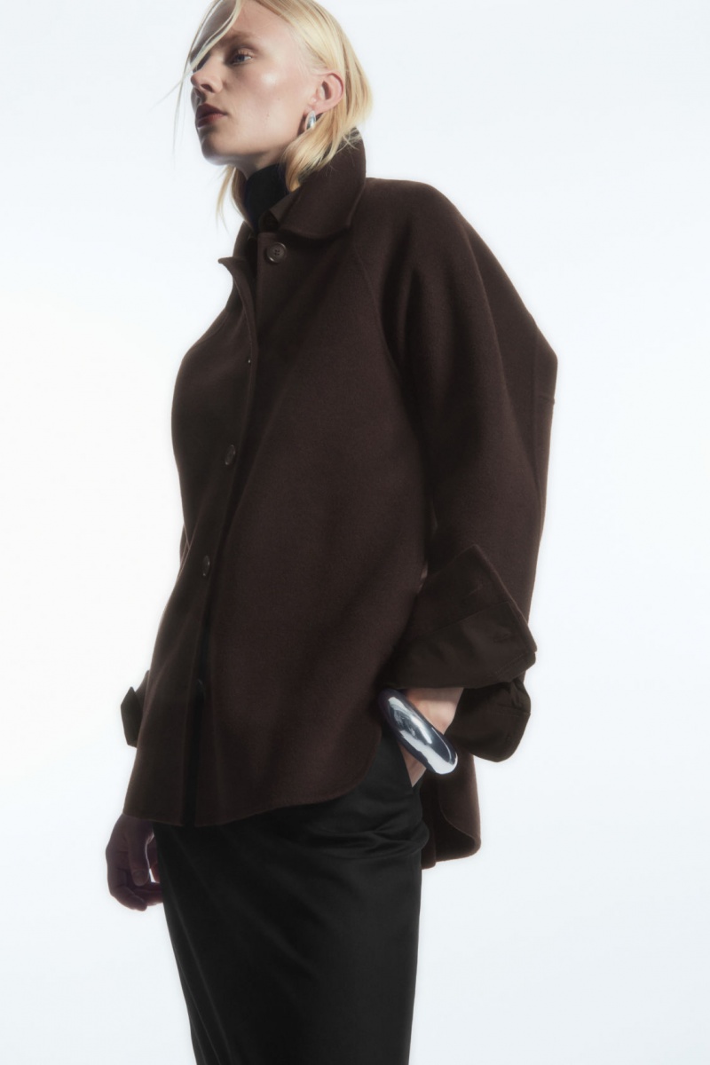 Women's COS Double-Faced Wool Jackets Dark Brown NZ-72BLFXOYJ