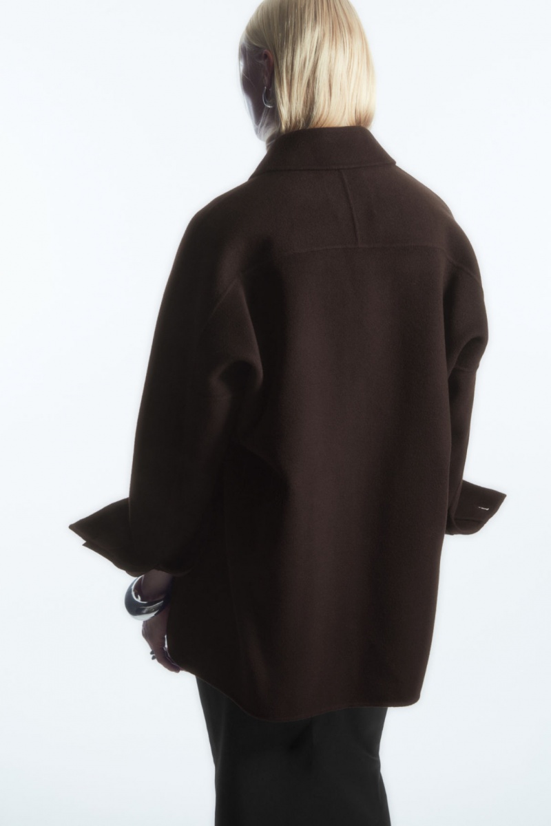 Women's COS Double-Faced Wool Jackets Dark Brown NZ-72BLFXOYJ
