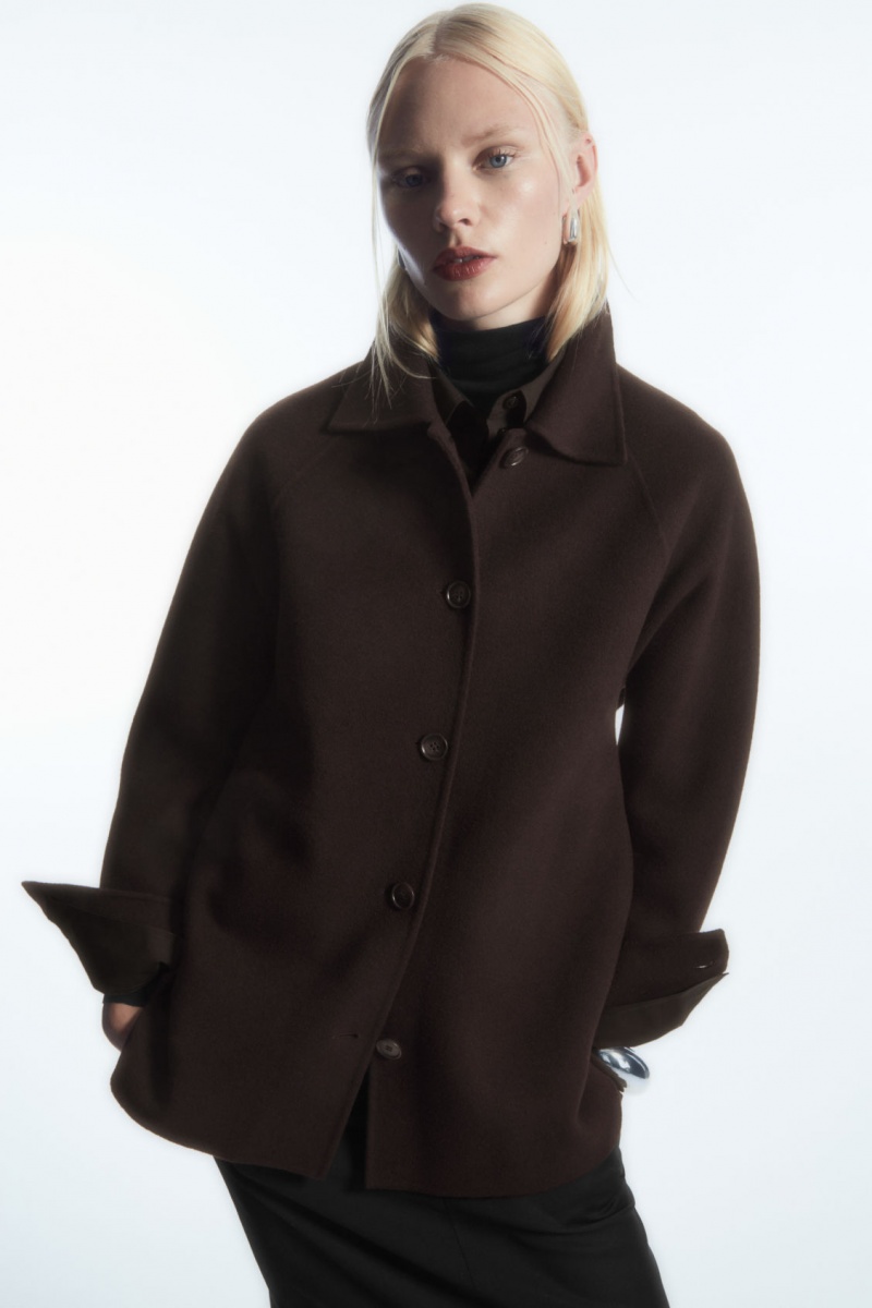 Women's COS Double-Faced Wool Jackets Dark Brown NZ-72BLFXOYJ
