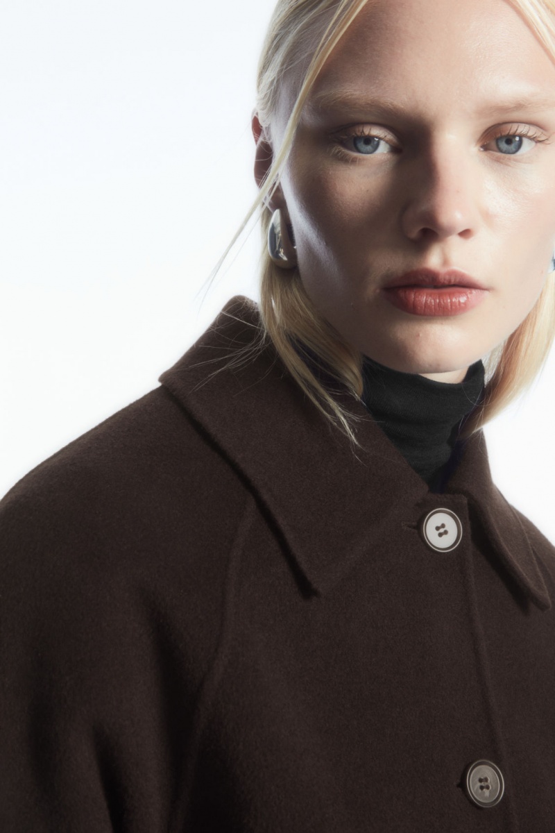 Women's COS Double-Faced Wool Jackets Dark Brown NZ-72BLFXOYJ