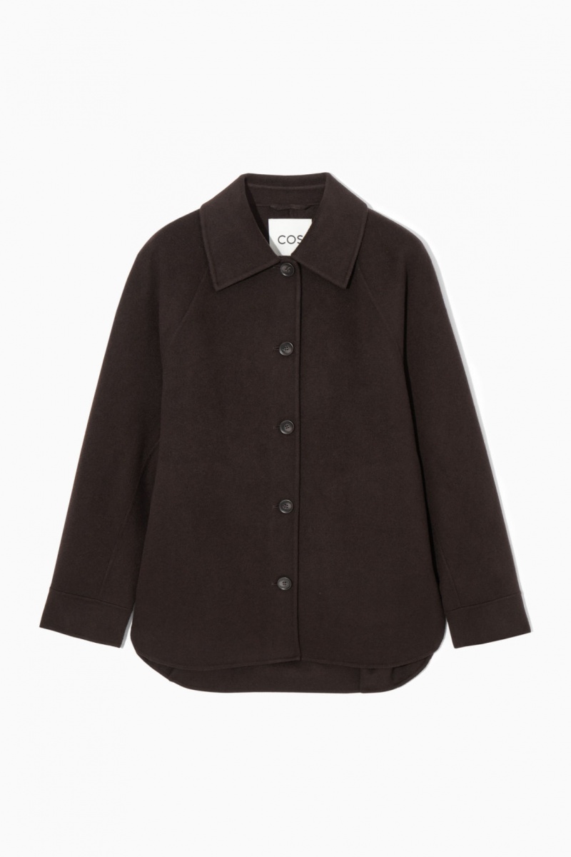 Women's COS Double-Faced Wool Jackets Dark Brown NZ-72BLFXOYJ