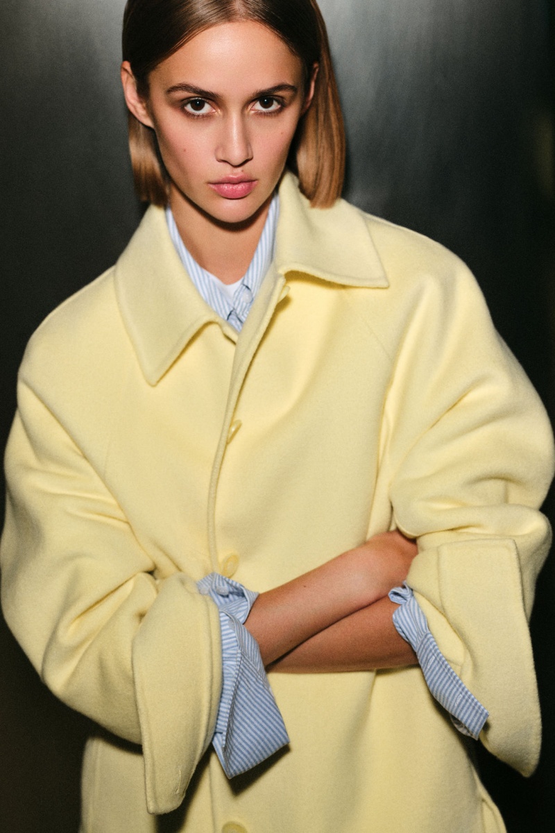 Women's COS Double-Faced Wool Jackets Yellow NZ-26EZXSLDI