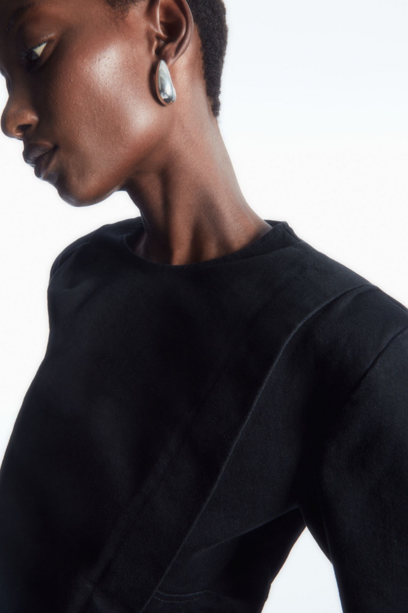 Women's COS Draped Denim Tops Black NZ-32FTIMRXB