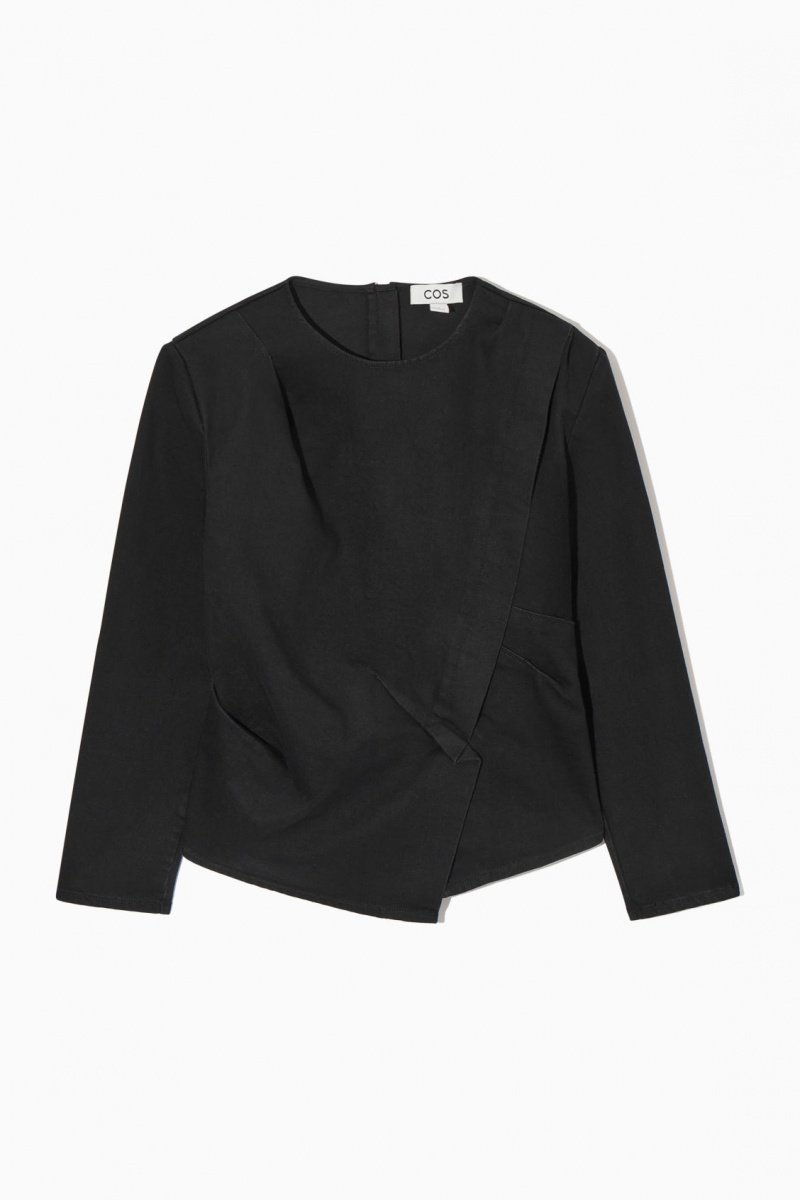 Women's COS Draped Denim Tops Black NZ-32FTIMRXB