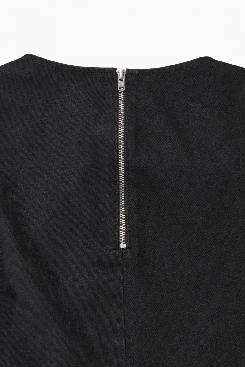 Women's COS Draped Denim Tops Black NZ-32FTIMRXB