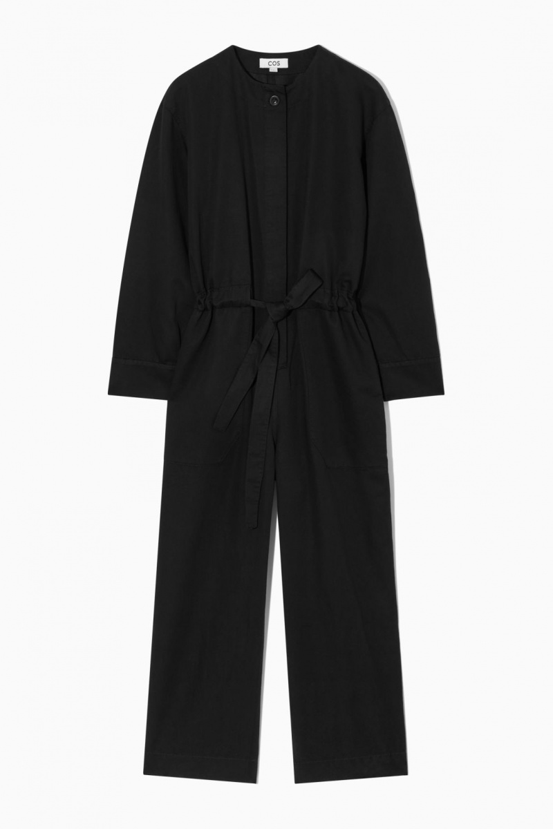 Women's COS Drawstring-Waist Jumpsuit Black NZ-52FVADZIW