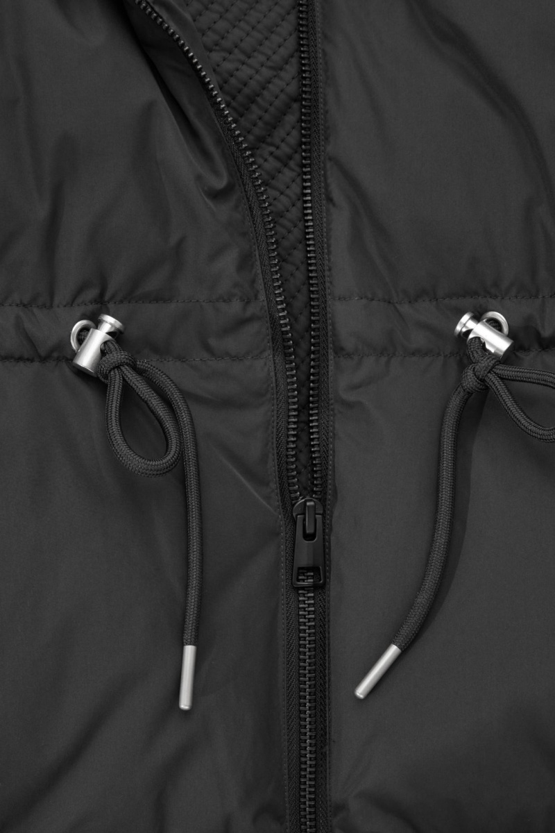 Women's COS Drawstring-Waist Puffer Coats Black NZ-89RWDGJZH