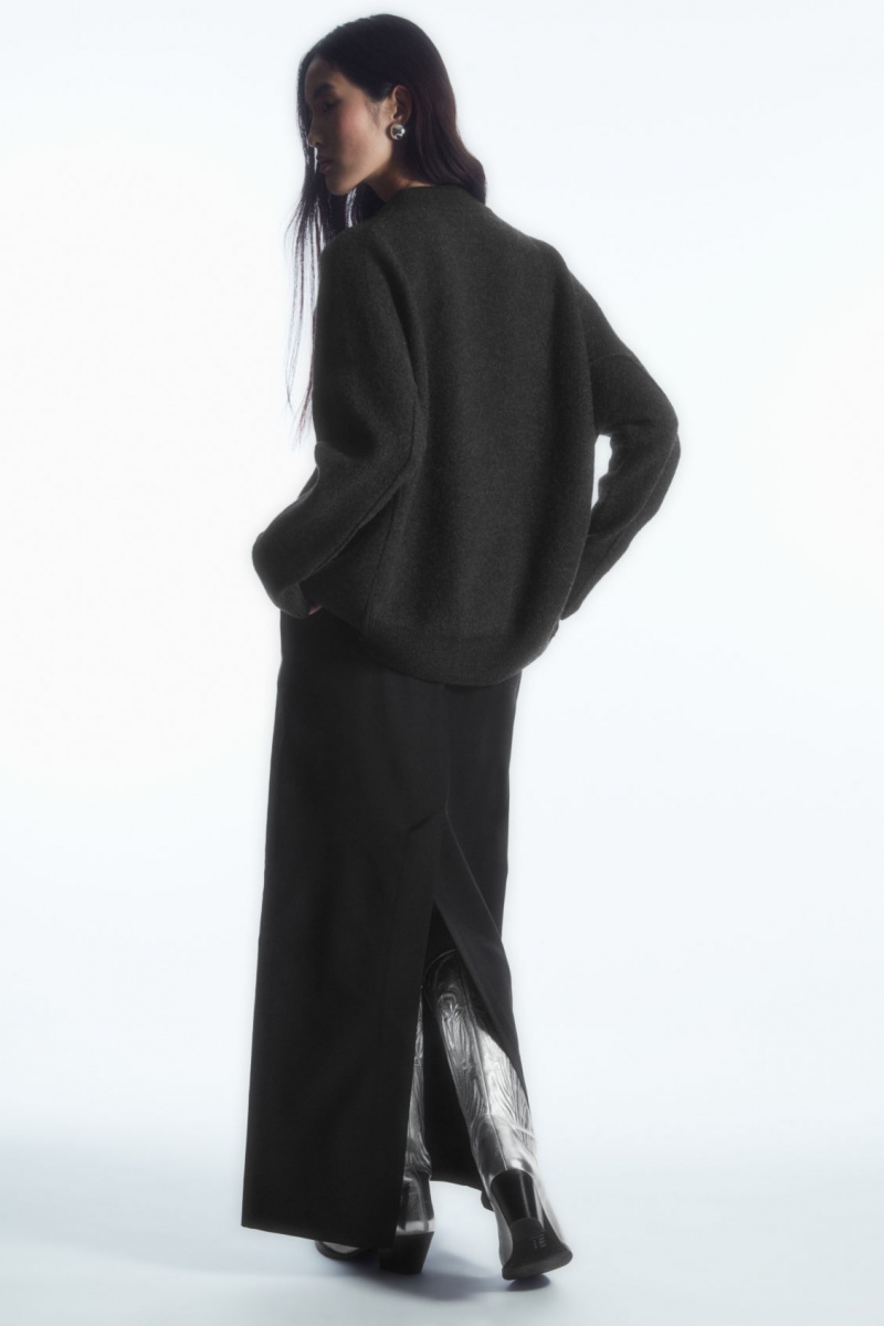 Women's COS Dropped-Shoulder Boiled-Wool Sweaters Dark Grey NZ-57IQMBJTK