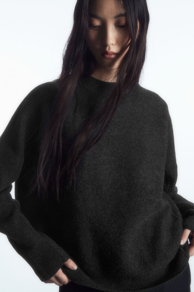 Women's COS Dropped-Shoulder Boiled-Wool Sweaters Dark Grey NZ-57IQMBJTK
