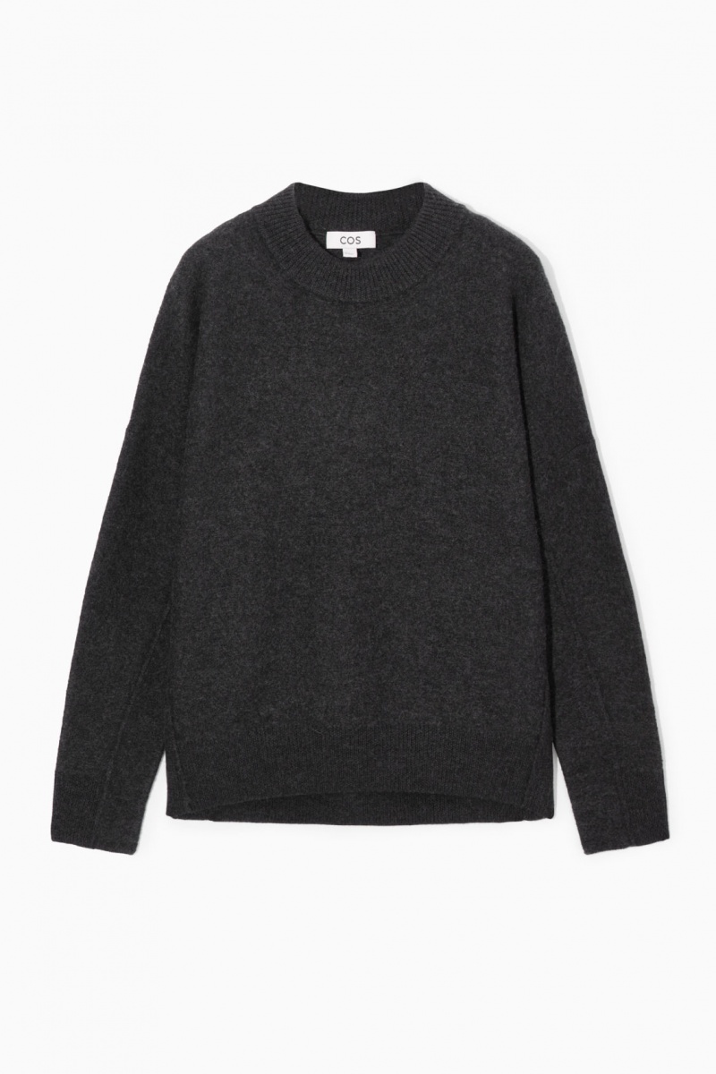 Women's COS Dropped-Shoulder Boiled-Wool Sweaters Dark Grey NZ-57IQMBJTK