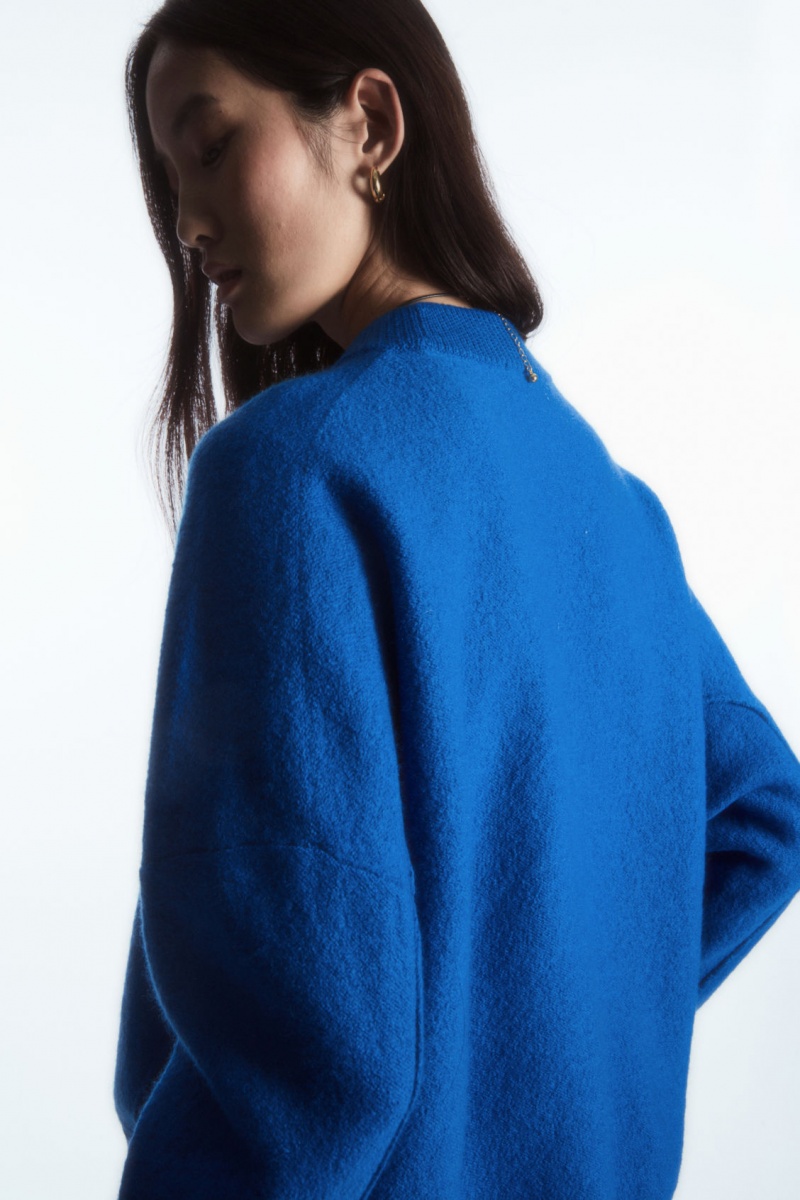 Women's COS Dropped-Shoulder Boiled-Wool Sweaters Dark Blue NZ-71HJCBRNP