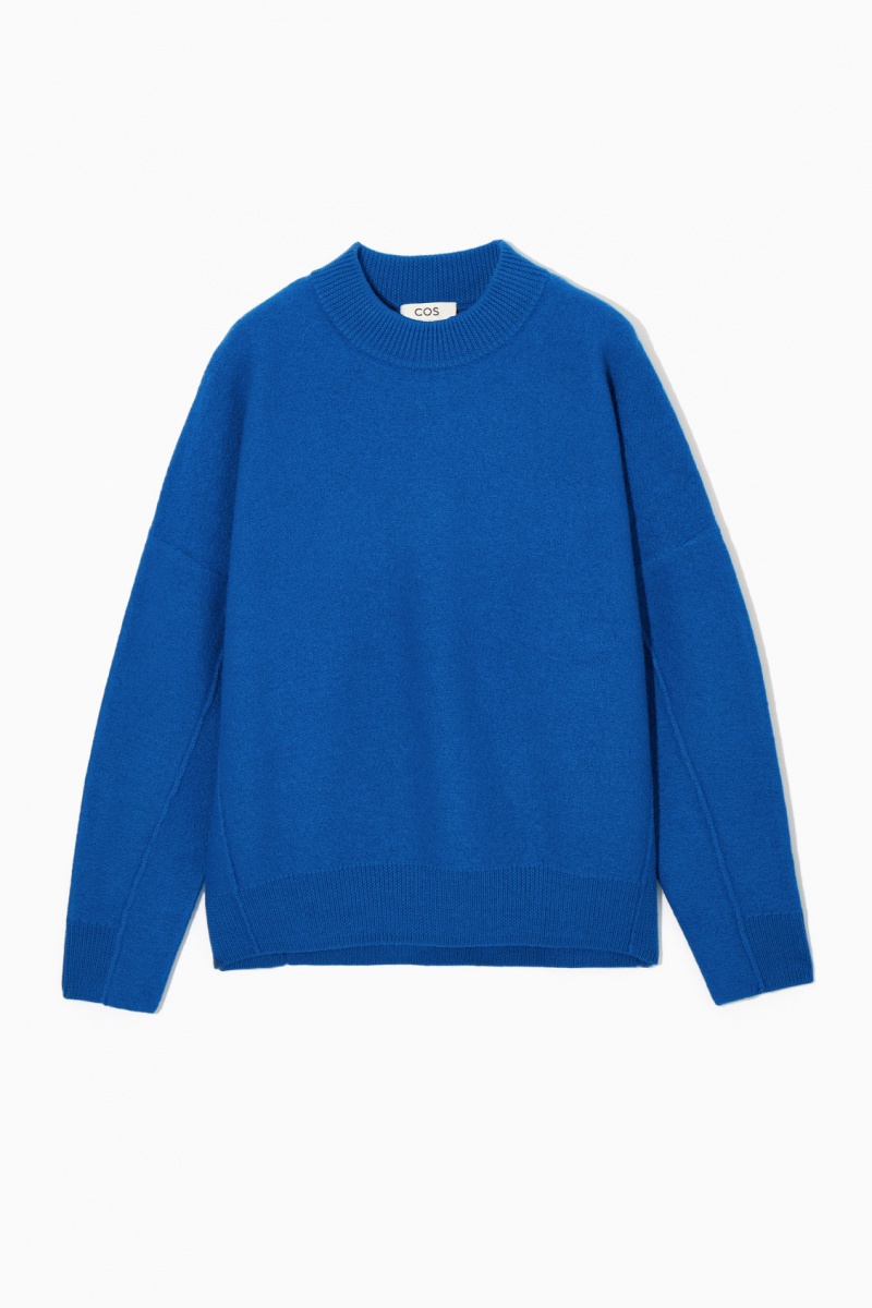 Women's COS Dropped-Shoulder Boiled-Wool Sweaters Dark Blue NZ-71HJCBRNP