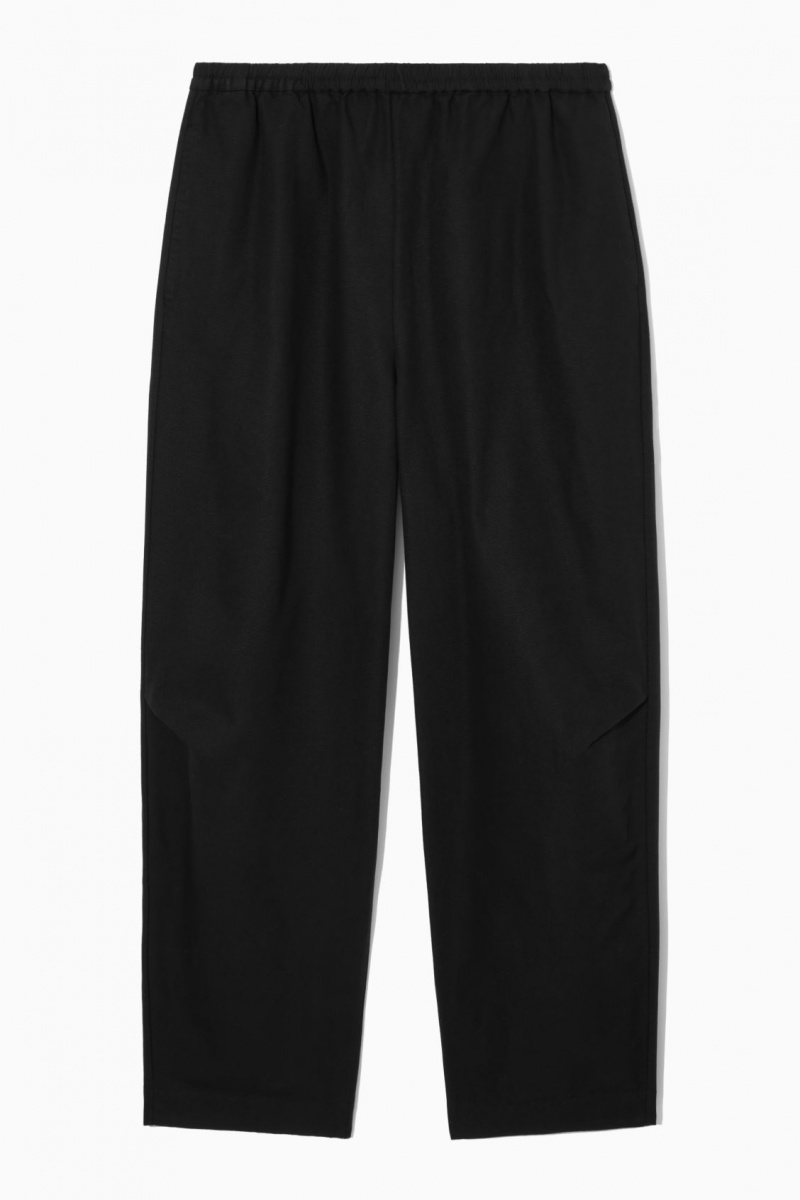 Women's COS Elasticated Barrel-Leg Trousers Black NZ-27HRPJBQN