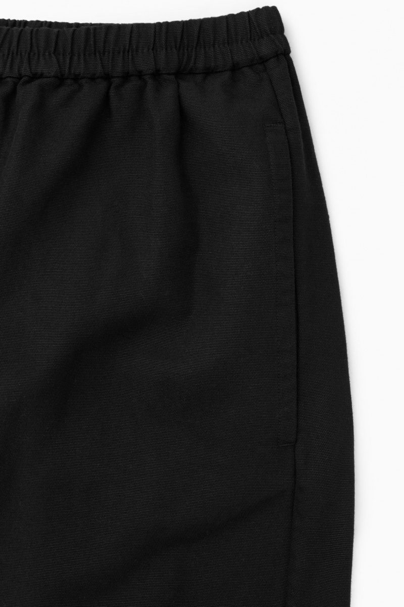 Women's COS Elasticated Barrel-Leg Trousers Black NZ-27HRPJBQN