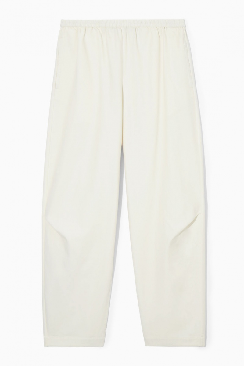Women's COS Elasticated Barrel-Leg Trousers White NZ-03OCIPTEA