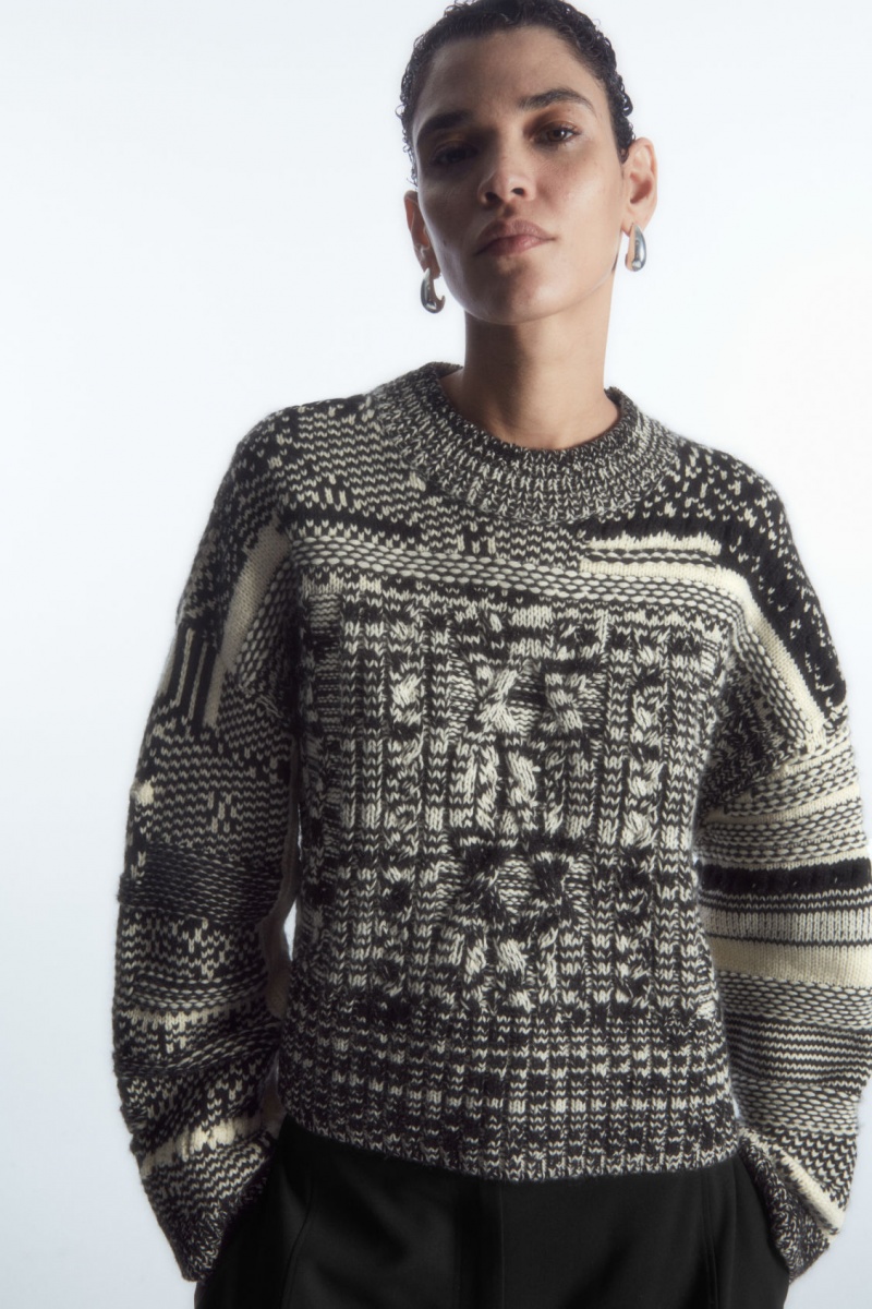 Women's COS Fair Isle Wool And Cashmere Jumpers Black / White NZ-35HEJSXWG