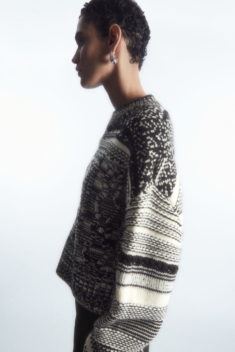 Women's COS Fair Isle Wool And Cashmere Jumpers Black / White NZ-35HEJSXWG