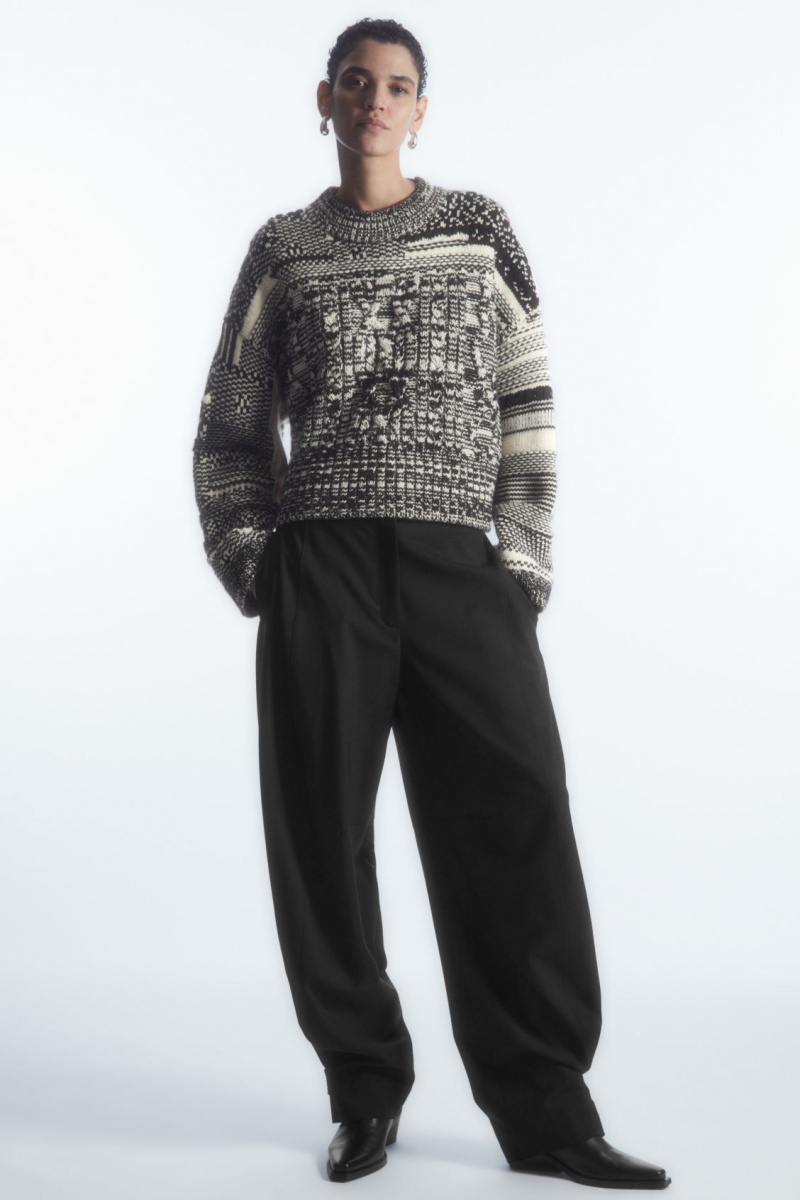 Women's COS Fair Isle Wool And Cashmere Jumpers Black / White NZ-35HEJSXWG