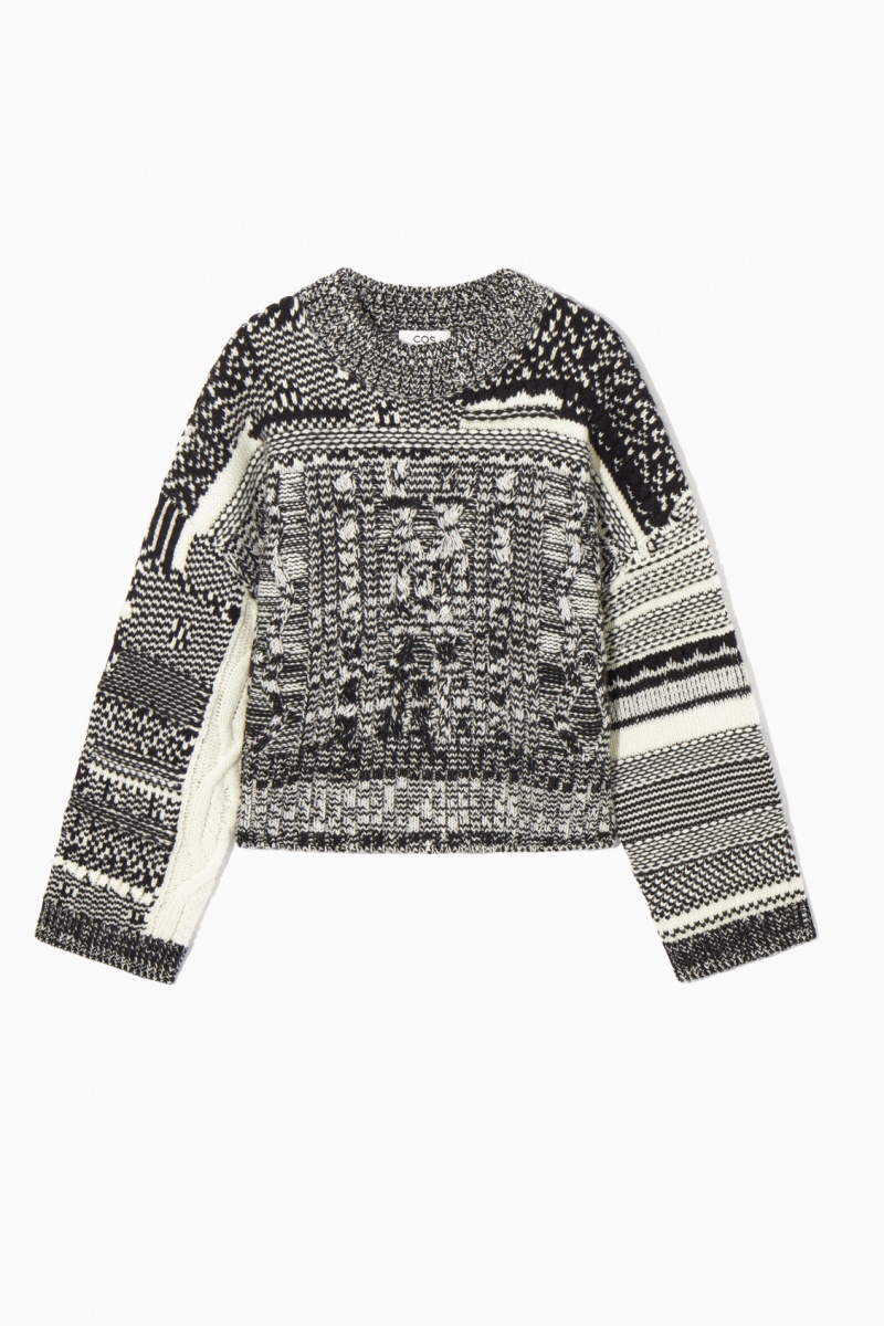 Women's COS Fair Isle Wool And Cashmere Jumpers Black / White NZ-35HEJSXWG