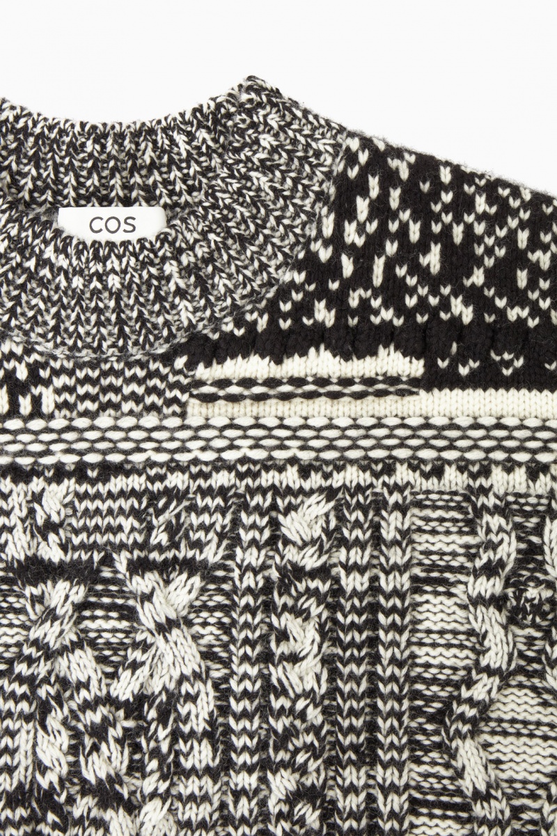 Women's COS Fair Isle Wool And Cashmere Jumpers Black / White NZ-35HEJSXWG