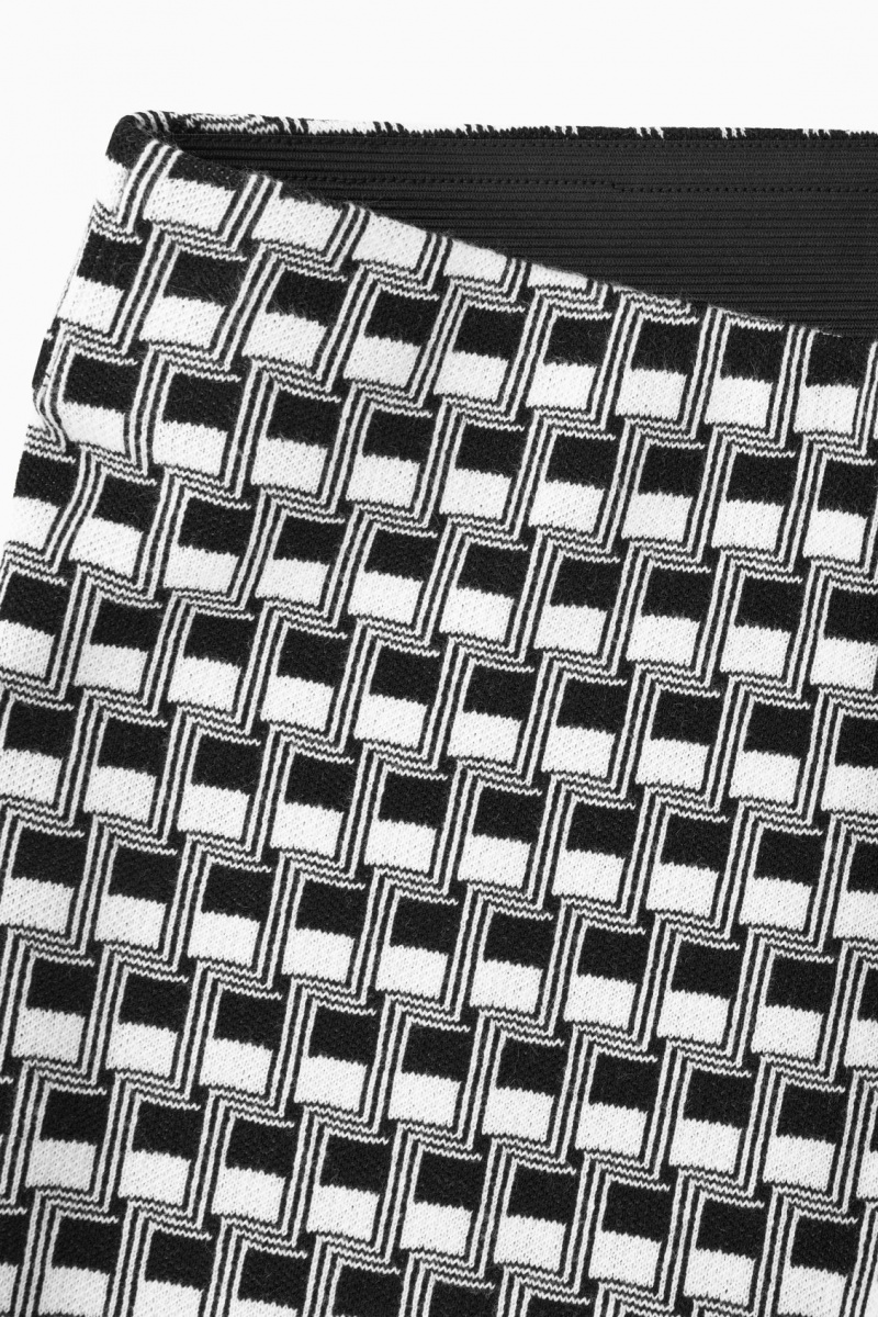 Women's COS Flared Checked Jacquard-Knit Pants Black NZ-79VHNSFID