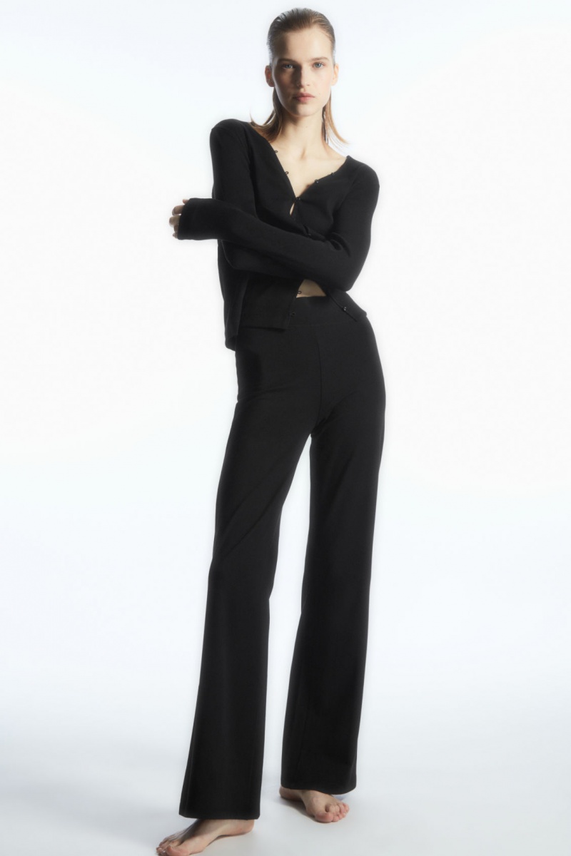 Women's COS Flared Jersey Pants Black NZ-57BUCYPNW