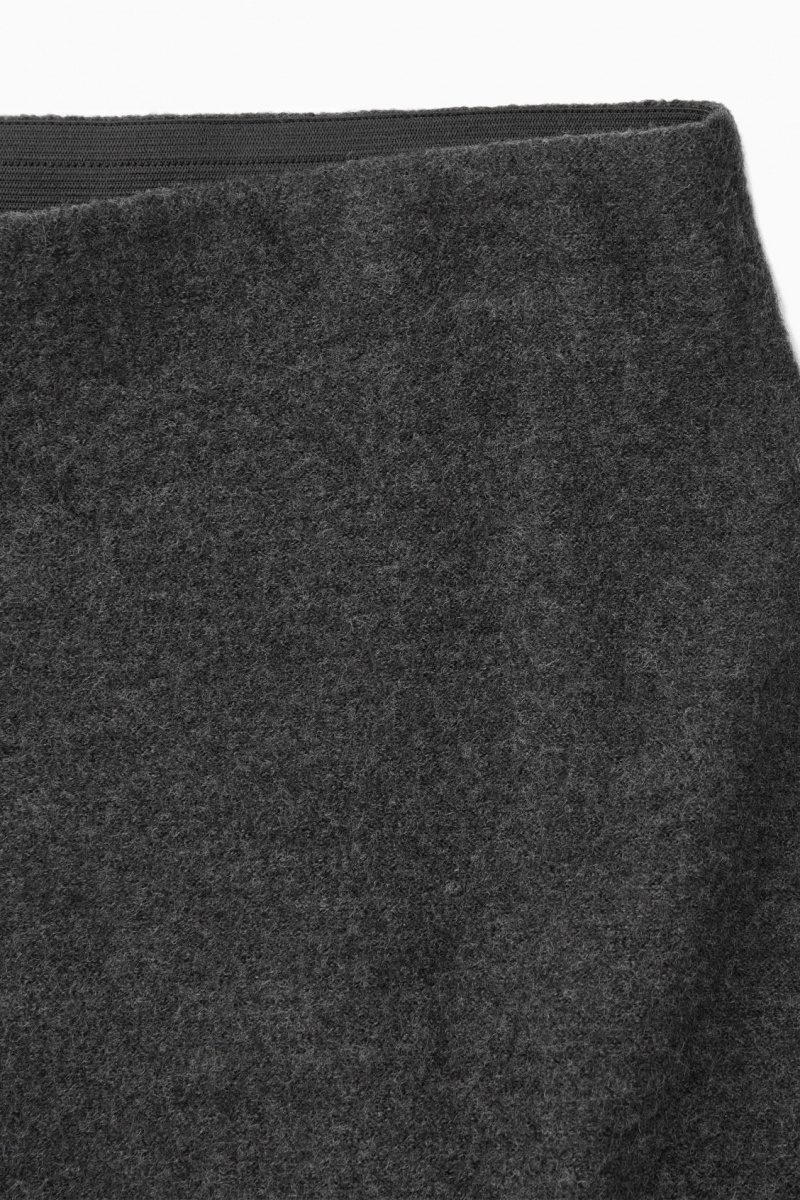 Women's COS Flared Merino Wool Midi Skirt Dark Grey NZ-84YPNIVEK