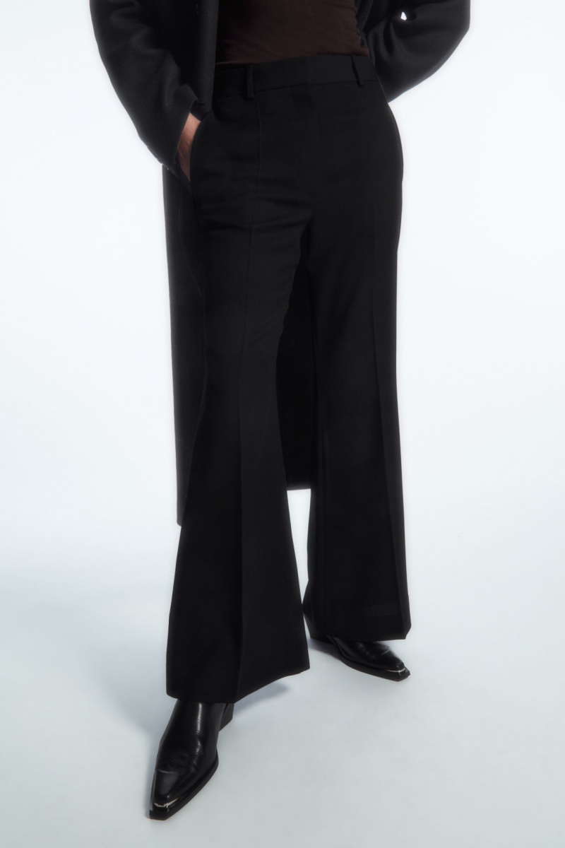 Women's COS Flared Wool Pants Black NZ-17ATFCGLJ