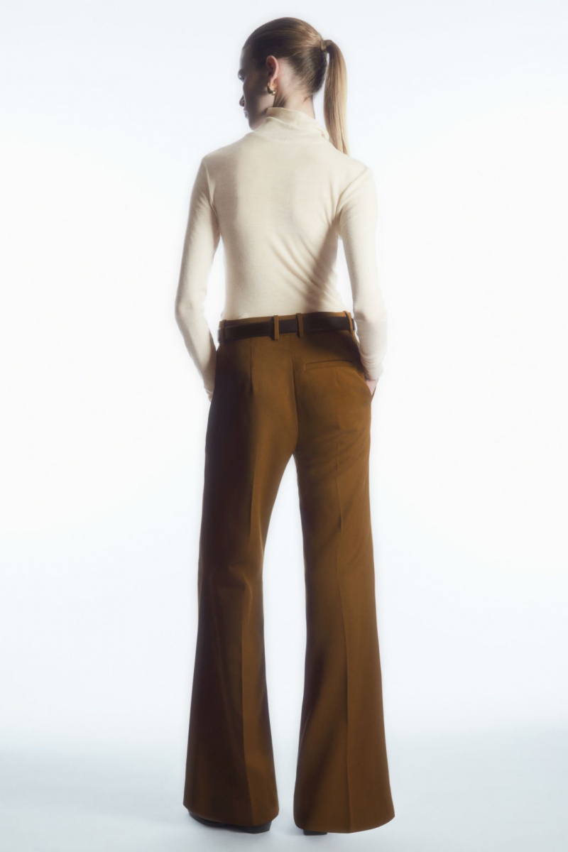 Women's COS Flared Wool Pants Brown NZ-39LYNVSCU