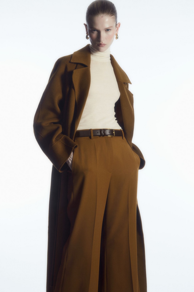 Women's COS Flared Wool Pants Brown NZ-39LYNVSCU