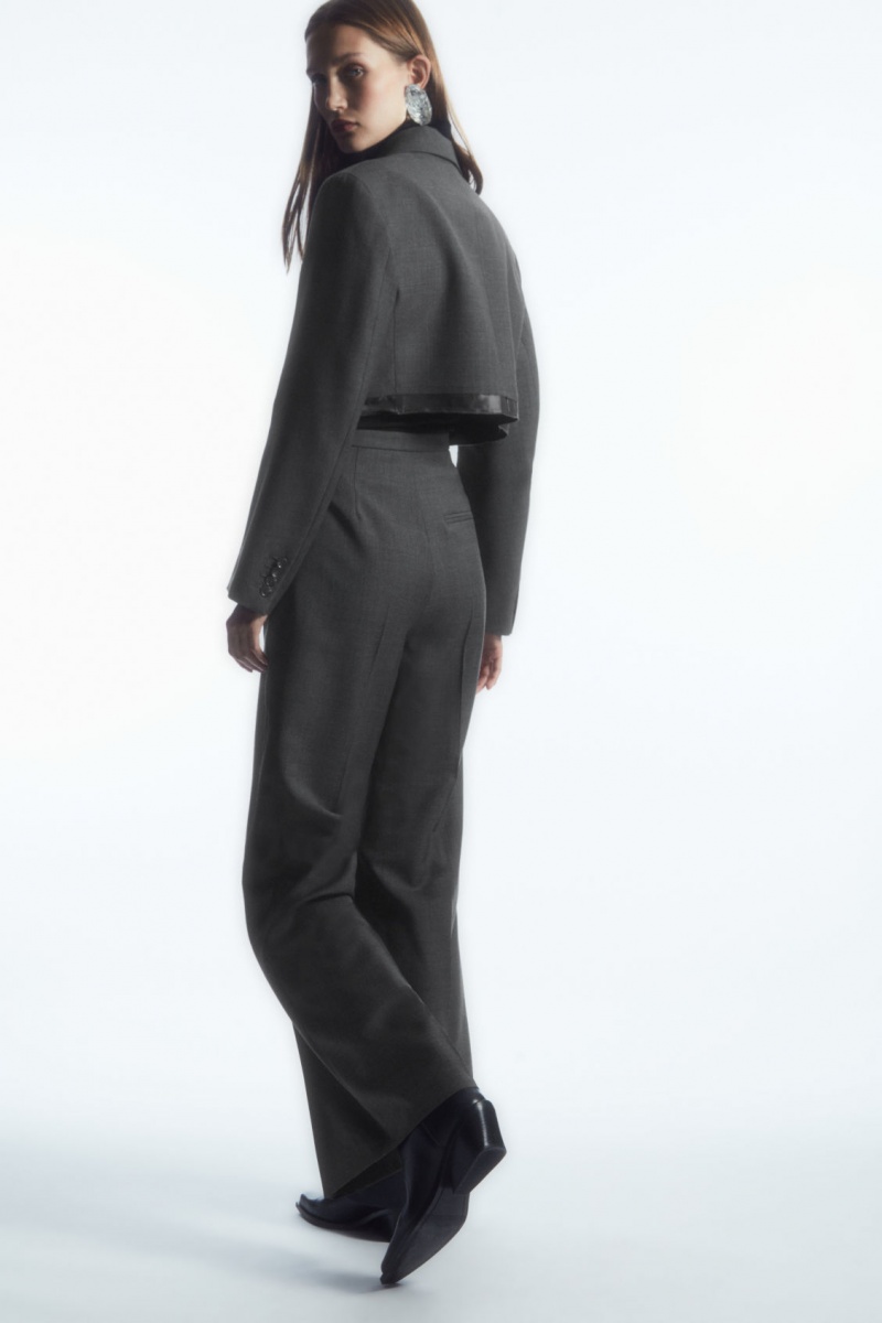 Women's COS Flared Wool Pants Dark Grey NZ-64KRDJPCE