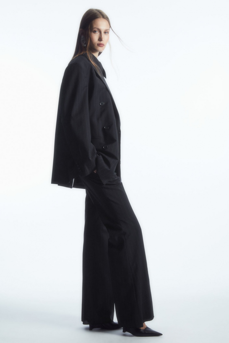 Women's COS Flared Wool Pants Navy NZ-76ZIYLVGR