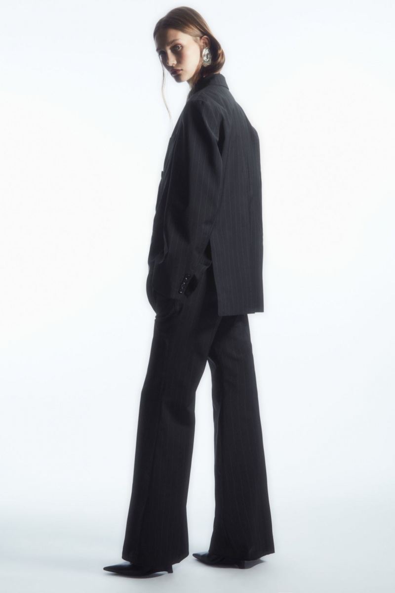Women's COS Flared Wool Pants Navy NZ-76ZIYLVGR