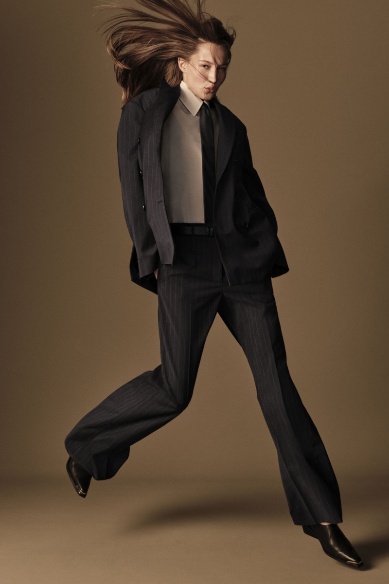Women's COS Flared Wool Pants Navy NZ-76ZIYLVGR