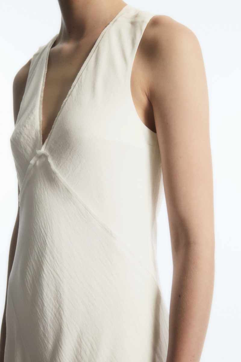 Women's COS Floaty Asymmetric Midi Dress White NZ-28BSQDLYP