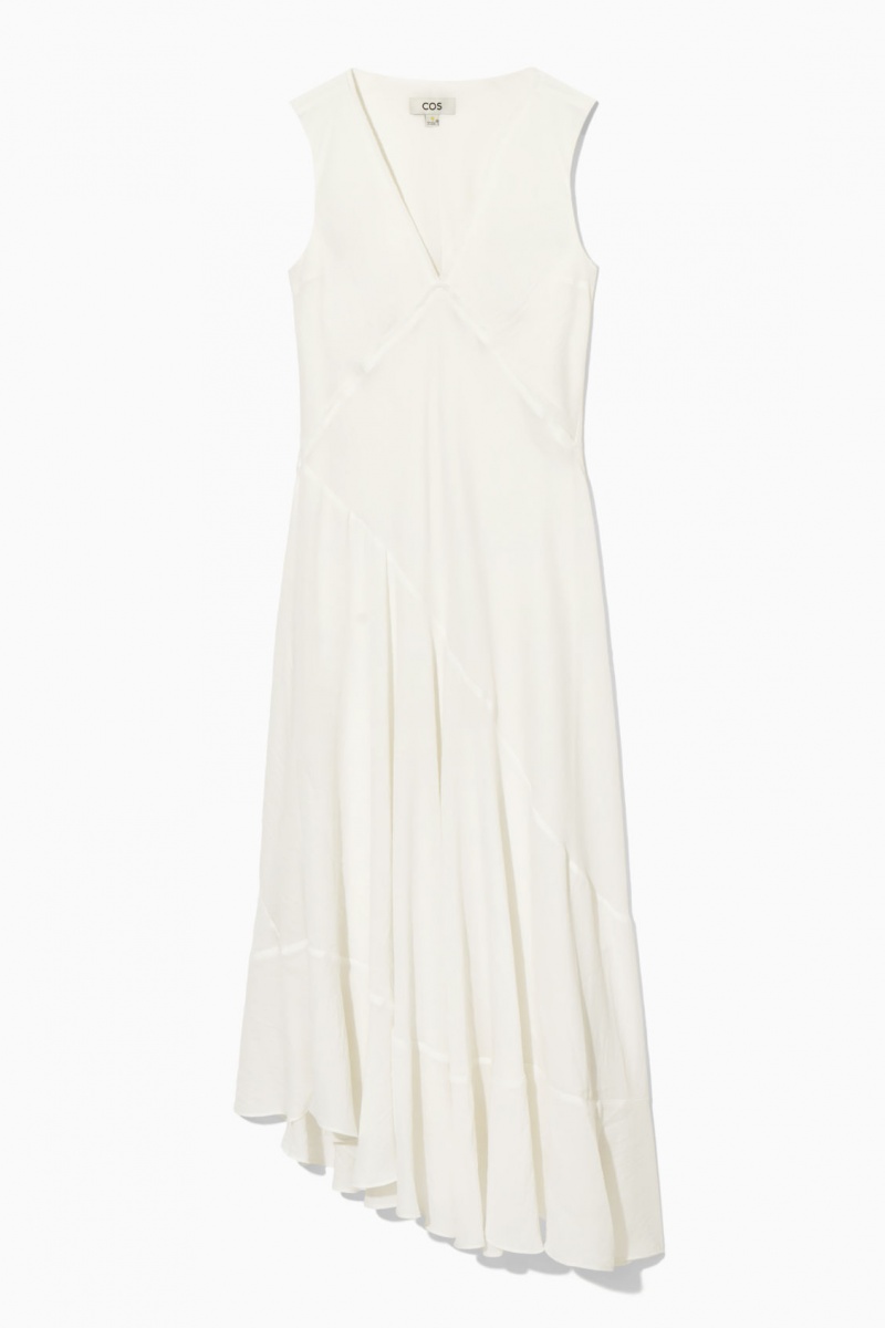 Women's COS Floaty Asymmetric Midi Dress White NZ-28BSQDLYP