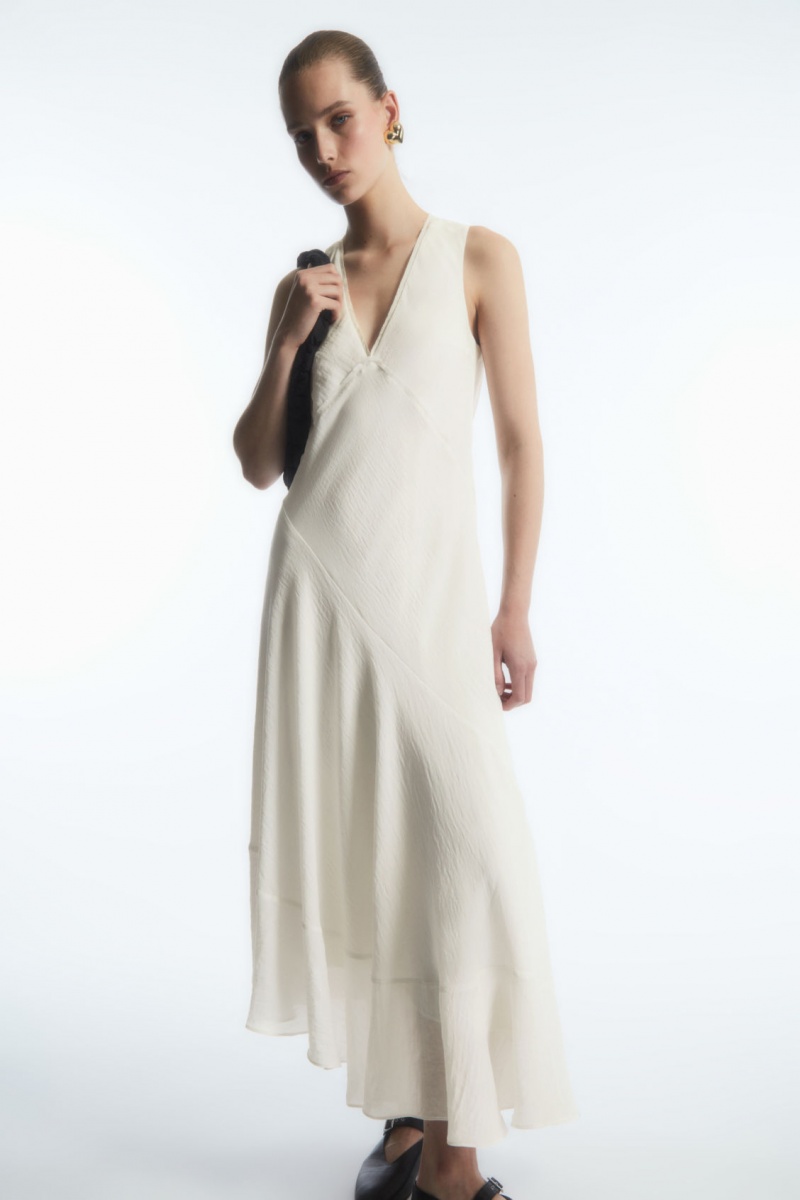 Women\'s COS Floaty Asymmetric Midi Dress White NZ-28BSQDLYP