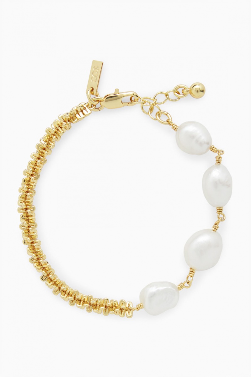 Women's COS Freshwater Pearl Bracelet Gold NZ-42NYGSWIF