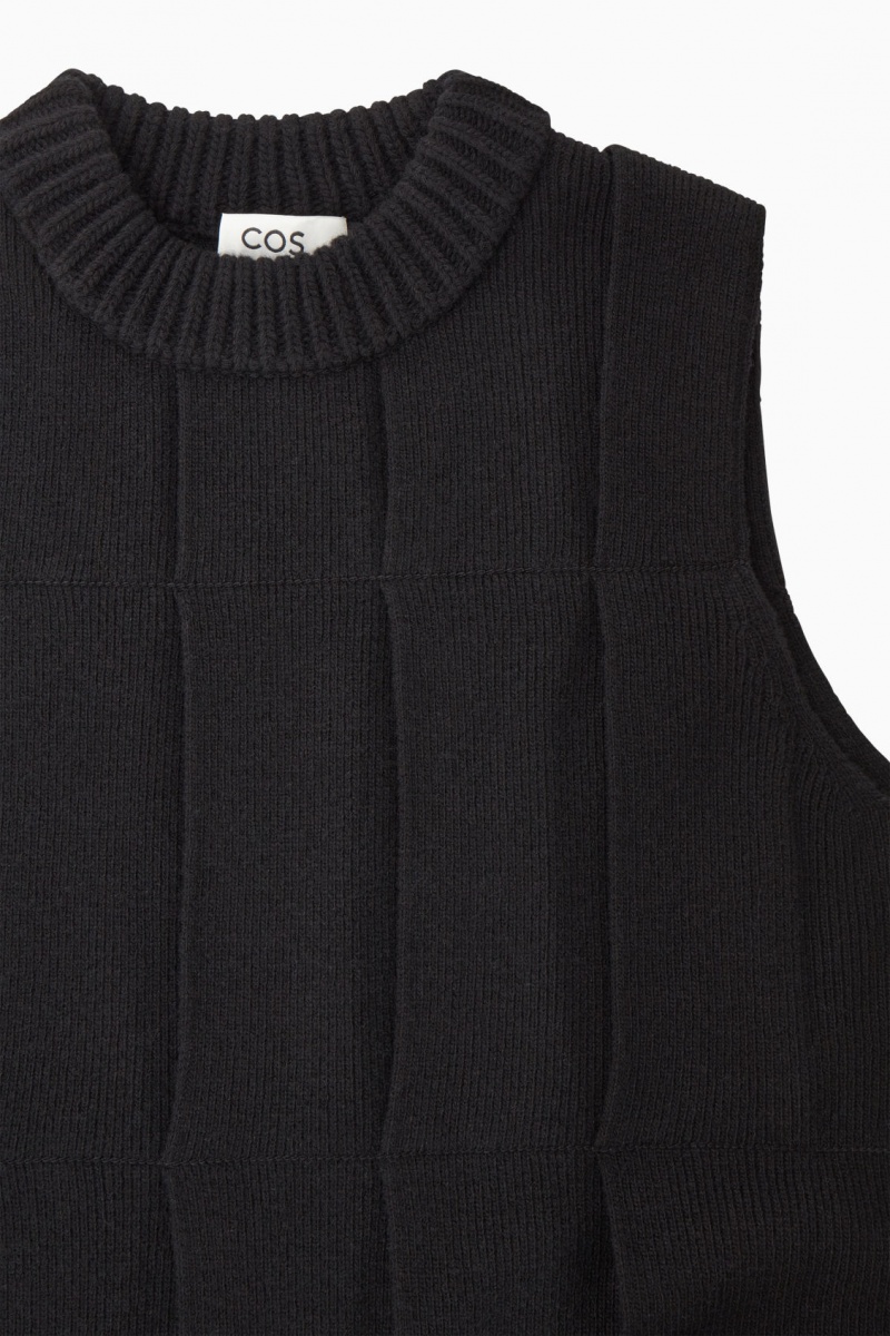 Women's COS Fringed Paneled Wool Midi Dress Black NZ-76OMLHWPX