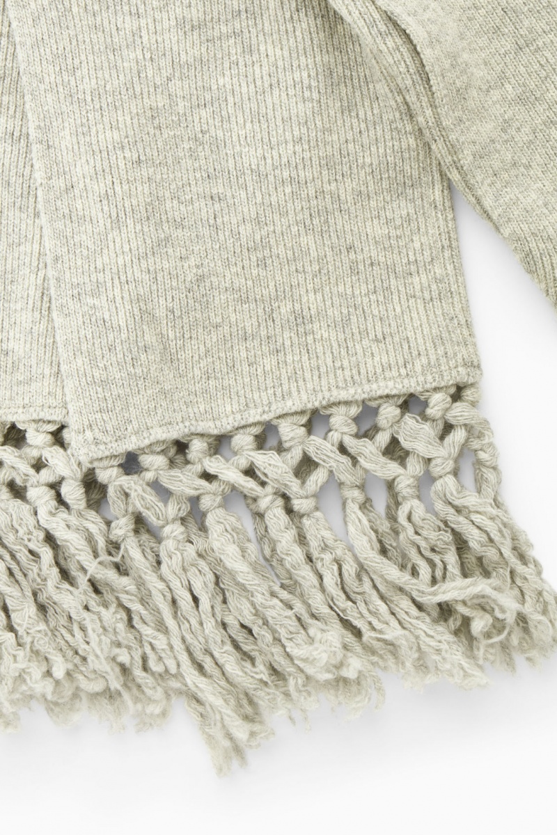 Women's COS Fringed Paneled Wool Sweaters Light Grey NZ-29XYLUJEF