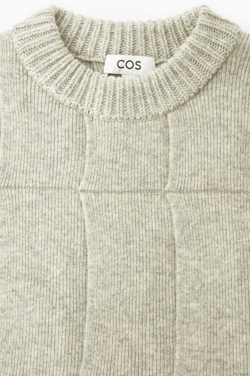 Women's COS Fringed Paneled Wool Sweaters Light Grey NZ-29XYLUJEF